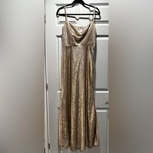 Size 6 Hayley Paige Occassions Gold Dress bridesmaid prom evening gown